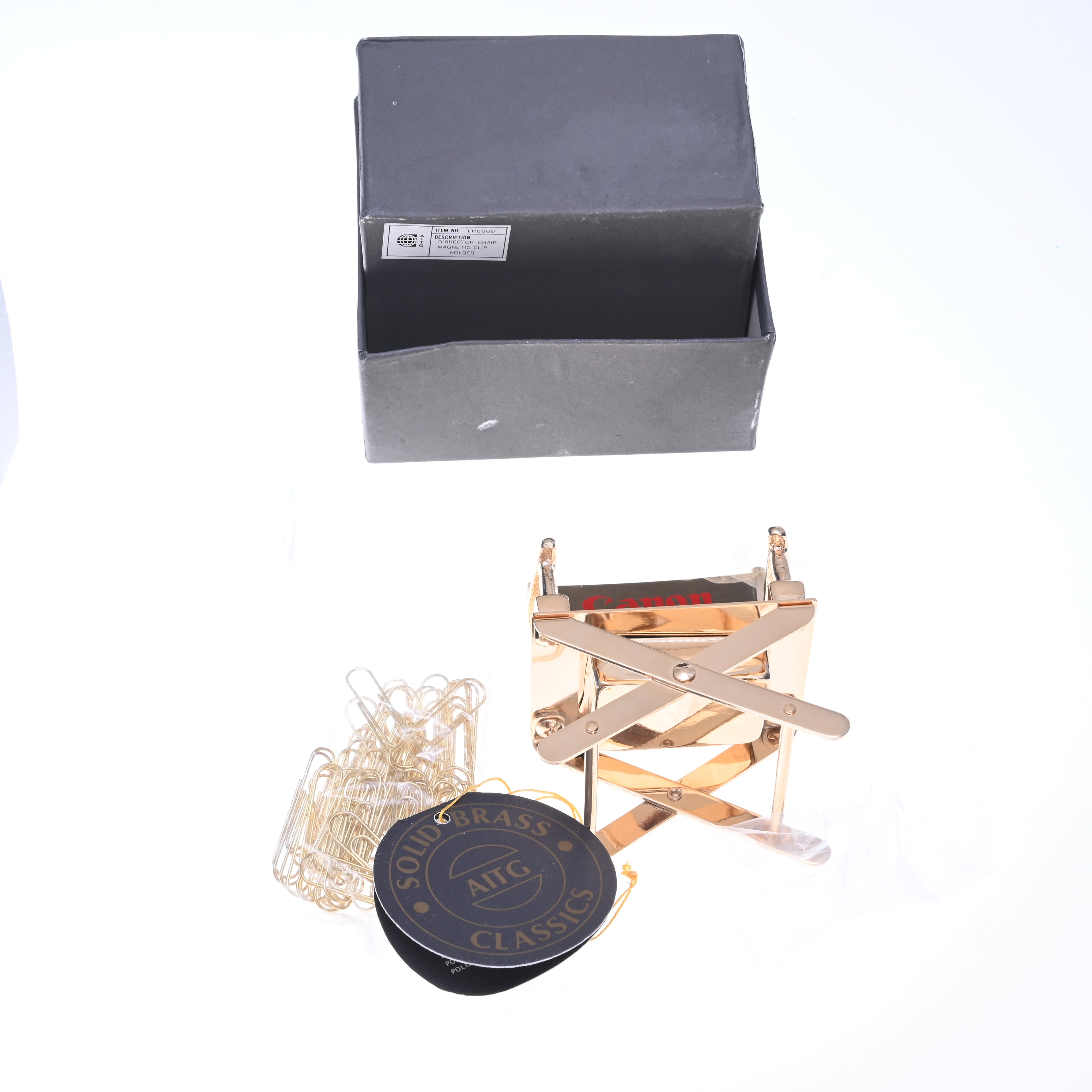 Canon Brass Director Chair Desktop Paperclip Holder